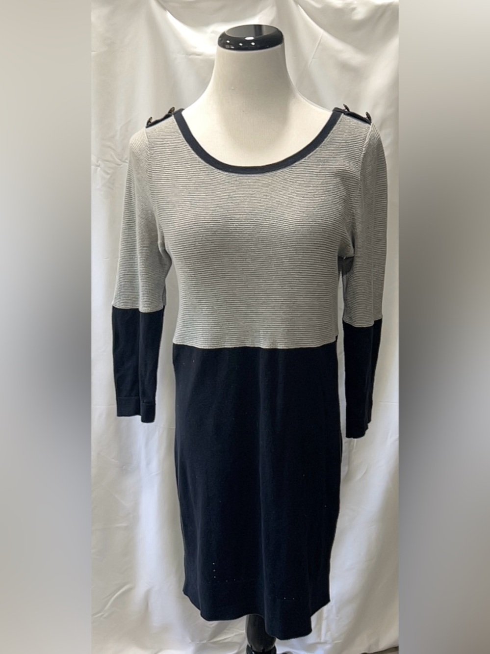Rag & Bone Gray Black Colorblock Cotton Cashmere Sweater Dress Medium